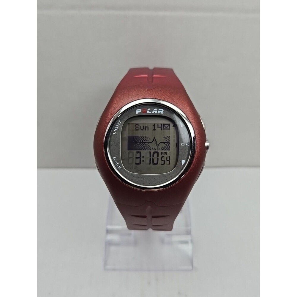 Polar F11 Red Heart Rate Fitness Monitor Watch New Battery Watch Only No Strap